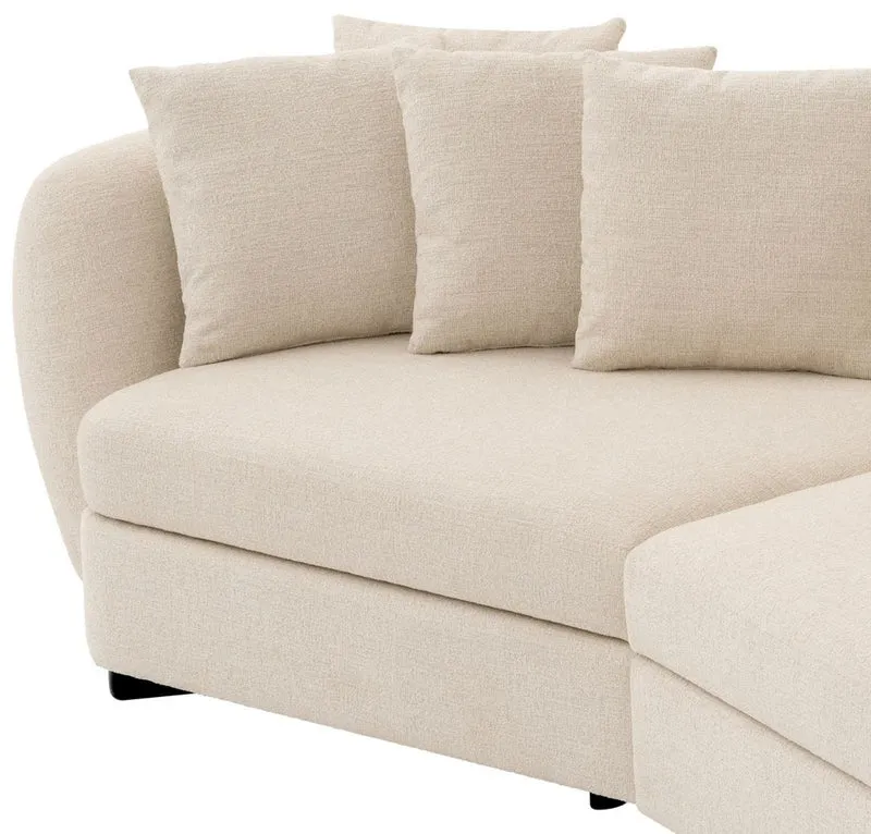 Casa Padrino Luxus Sofa Beige / Schwarz 314 x 130 x H. 68 cm - Gebogenes Wohnzimmer Sofa - Hotel Sofa - Wohnzimmer Möbel - Hotel Möbel - Luxus Möbel - Luxus Einrichtung