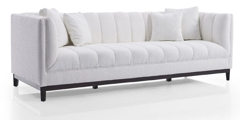 Casa Padrino Luxus Sofa Weiß / Schwarz 240 x 90 x H. 80 cm - Wohnzimmer Sofa - Hotel Sofa - Wohnzimmer Möbel - Hotel Möbel - Luxus Möbel - Luxus Einrichtung