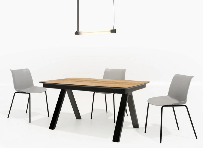 Casa Padrino Luxus Esstisch Naturfarben / Schwarz 138-236 x 90 x H. 77 cm - Ausziehbarer Massivholz Konferenztisch - Esszimmer Möbel - Büro Möbel - Massivholz Möbel - Luxus Möbel