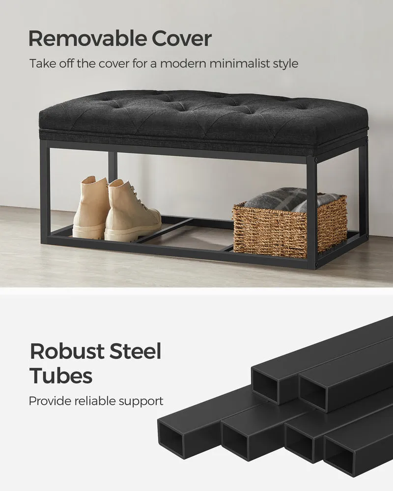 Storage Ottoman Bench, Foot Rest with Legs, 15.7 x 30 x 15.7 Inches, End of Bed Bench, Storage Chest, Load up to 660 lb, for Living Room, Bedroom, Entryway, Ink Black