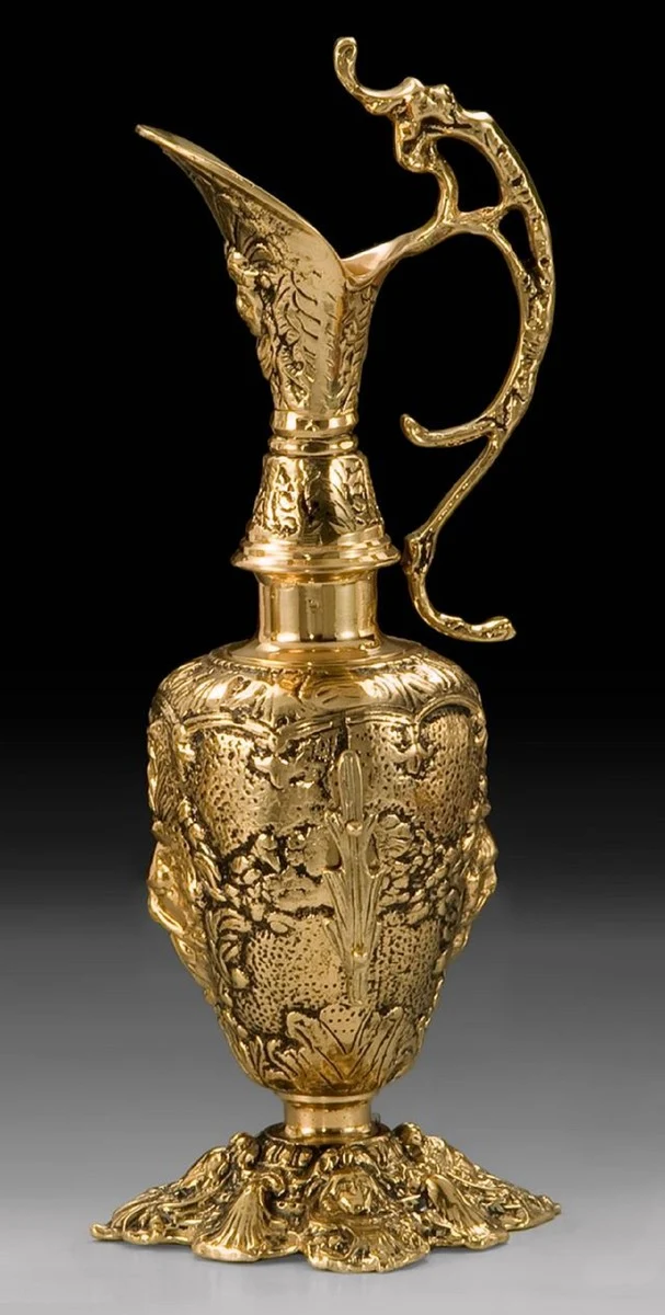 Casa Padrino Luxus Barock Vase in Weinkrug Form Gold 16 x H. 44 cm - Handgefertigte Bronze Blumenvase - Barock Deko Accessoires - Barock Interior - Barock Möbel - Edel & Prunkvoll