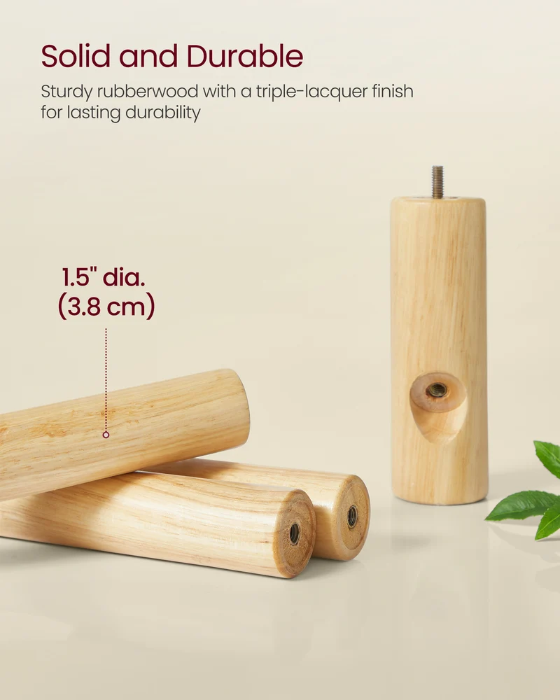 Solid Wood Coat Rack, Free Standing Hall Coat Tree with 8 Hooks, 3 Height Options, for Coats, Hats, Bags, Purses, for Entryway, Hallway, Rubberwood Hooks and Pole, Cappuccino Beige