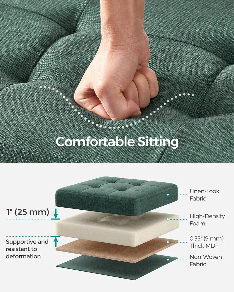 43 Inches Folding Storage Ottoman Bench, Ottoman Foot Rest, End of Bed Bench, Storage Chest, Load 660 lb, for Living Room, Bedroom, Entryway, Retro Green