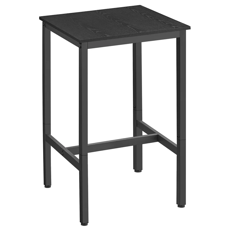 Bar Table, Small Kitchen Dining Table, High Top Pub Table, Height Cocktail Table for Living Room Party, Sturdy Metal Frame, 23.6 x 23.6 x 36.2 Inches for Narrow Spaces, Ebony Black and Black