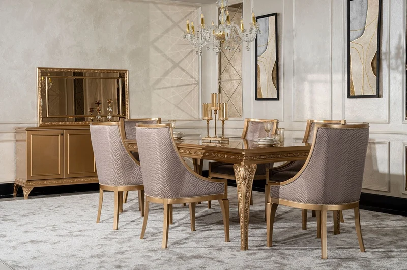 Casa Padrino Luxus Barock Esszimmer Stuhl 4er Set Grau / Gold - Barockstil Küchen Stühle - Prunkvolle Luxus Esszimmer Möbel im Barockstil - Barock Esszimmer Möbel - Edel & Prunkvoll