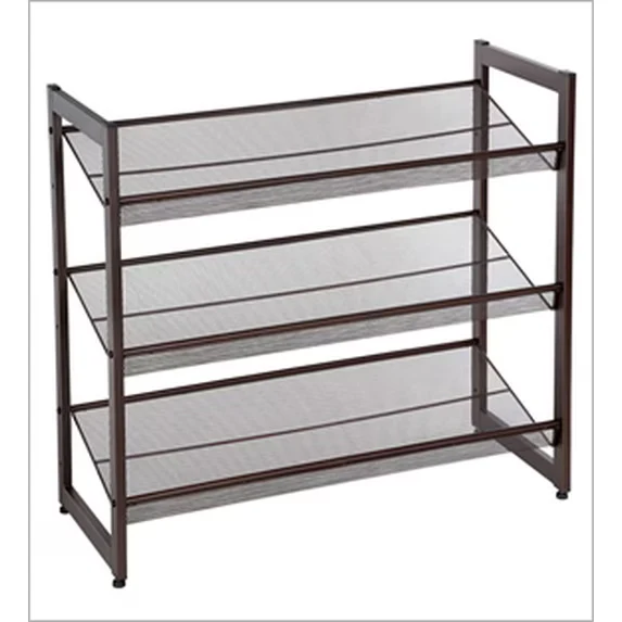 Shoe Rack Storage, Metal Shoe Organizer Stand for Garage, Entryway, Set of 2 3-Tier Stackable Shoe Rack Shelf, with Adjustable Flat or Angled Shelves