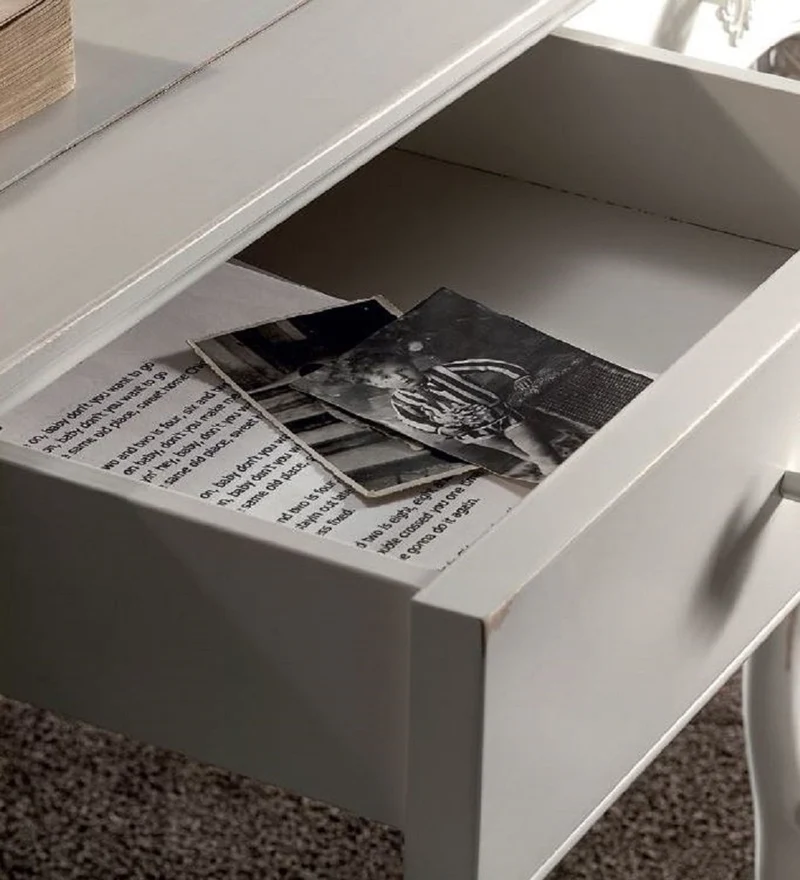 Casa Padrino Luxus Barock Sekretär mit 3 Schubladen Weiß / Silber - Handgefertigter Schreibtisch im Barockstil - Barock Büro Möbel - Luxus Möbel im Barockstil - Luxus Qualität - Made in Italy