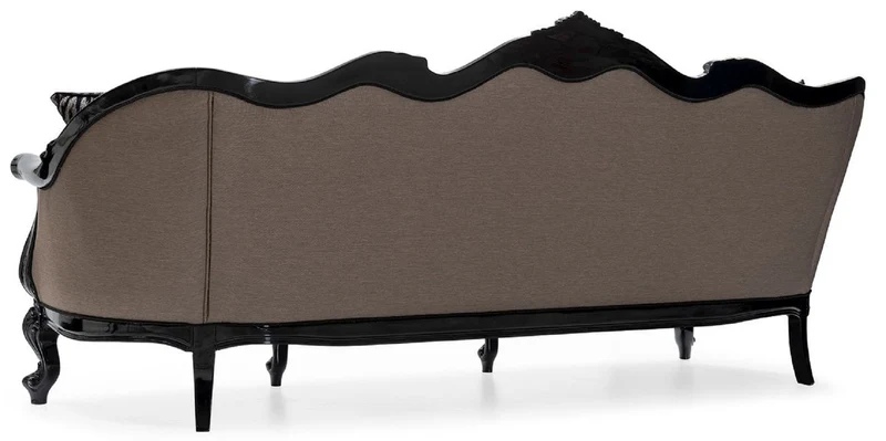 Casa Padrino Luxus Barock Wohnzimmer Sofa Grau / Schwarz - Prunkvolles Barockstil Sofa mit dekorativen Kissen - Luxus Wohnzimmer Möbel im Barockstil - Barock Möbel - Edel & Prunkvoll