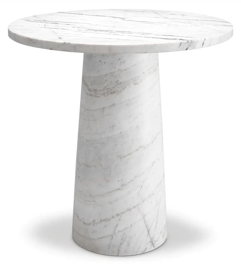 Casa Padrino Luxus Marmor Beistelltisch Weiß Ø 55 x H. 57 cm - Runder Tisch aus hochwertigem Marmor - Marmor Möbel - Luxus Möbel - Luxus Qualität