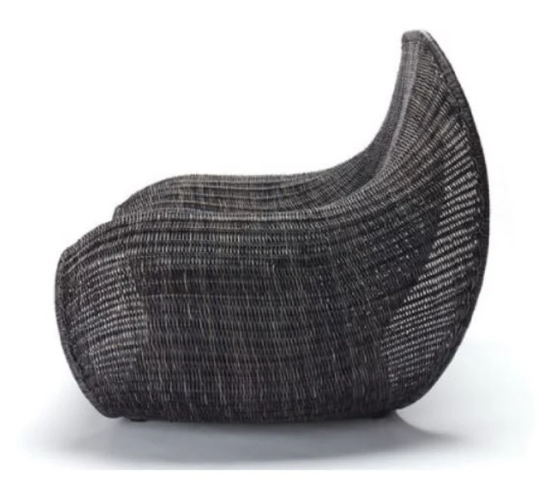 Casa Padrino Luxus Garten Sessel Schwarz 104 x 89 x H. 85 cm - Rattan Sessel - Rattan Möbel - Garten & Terrassen Möbel - Luxus Qualität - Made in Italy
