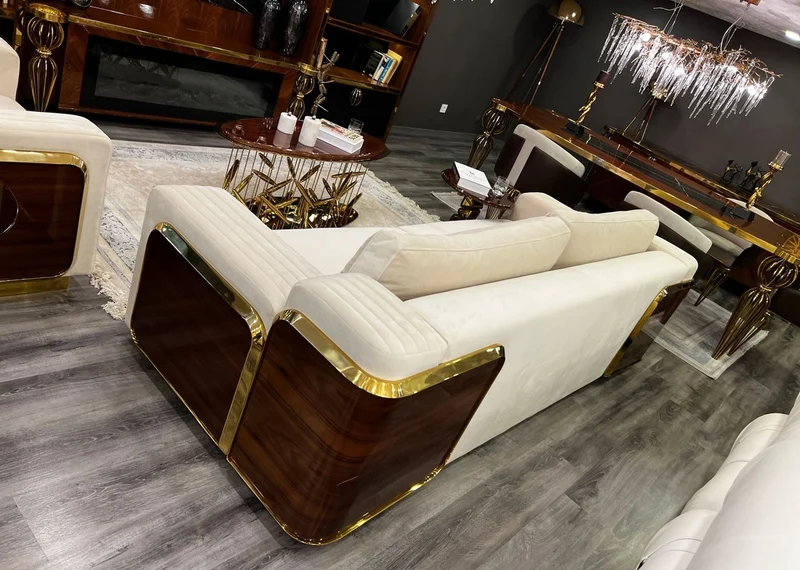 Casa Padrino Luxus Sessel Creme / Braun / Gold 90 x 100 x H. 70 cm - Wohnzimmer Sessel - Hotel Sessel - Wohnzimmer Möbel - Hotel Möbel - Luxus Möbel - Wohnzimmer Einrichtung - Luxus Einrichtung