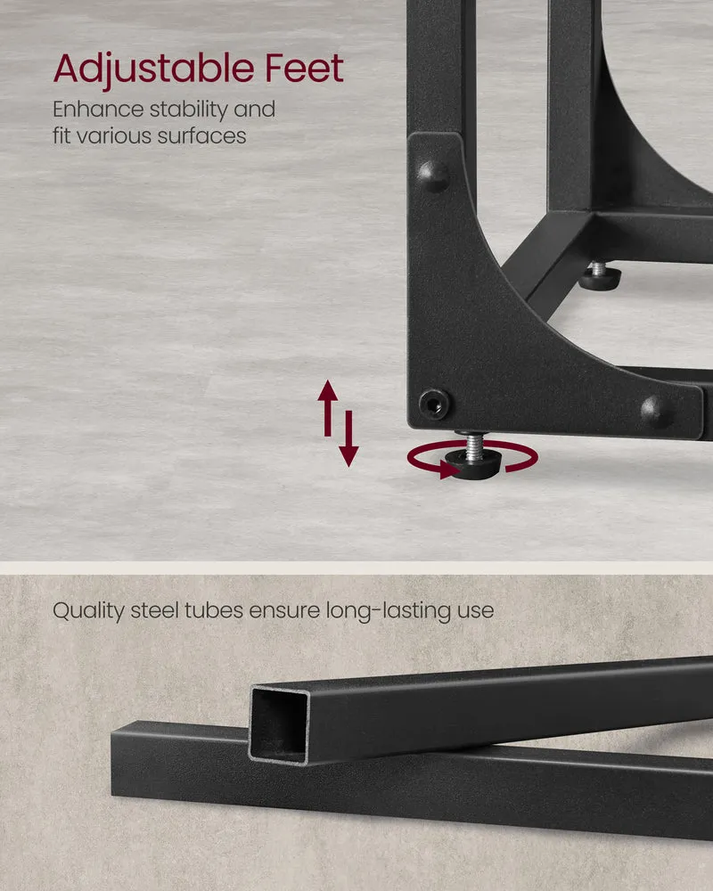 C-Shaped End Table, Small Side Table for Couch, Sofa Table with Metal Frame for Living Room, Bedroom, Bedside, Greige and Black