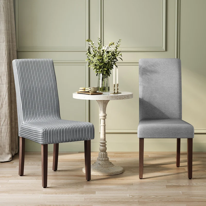 Dining Chairs, Set of 2 Parsons Chairs, Thick Seat, Removable Fabric Cover, High Back, for Kitchen Bedroom, 22.8 x 18.9 x 39.4 Inches, Dove Gray