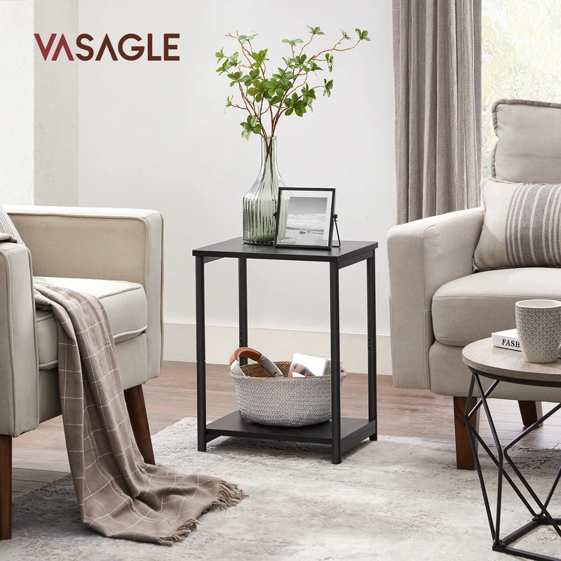 Side Table, Small End Table, Nightstand for Living Room, Bedroom, Office, Bathroom, Black