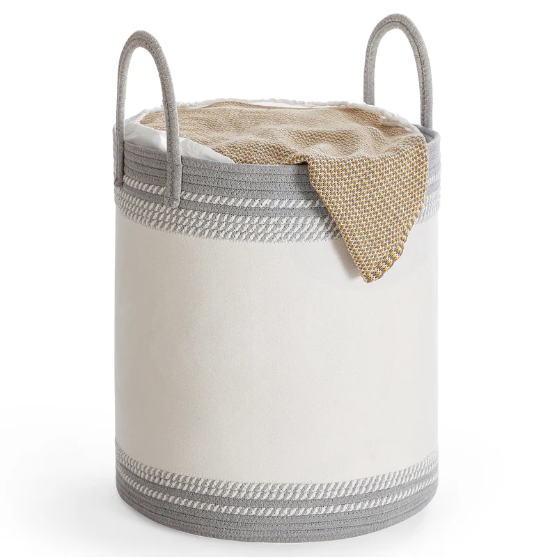 Laundry Hamper 60L, Laundry Basket with Handles, Laundry Bag with Lid, Cotton Rope, Drawstring, for Clothes, Blankets, Living Room, Bedroom, Dove Gray