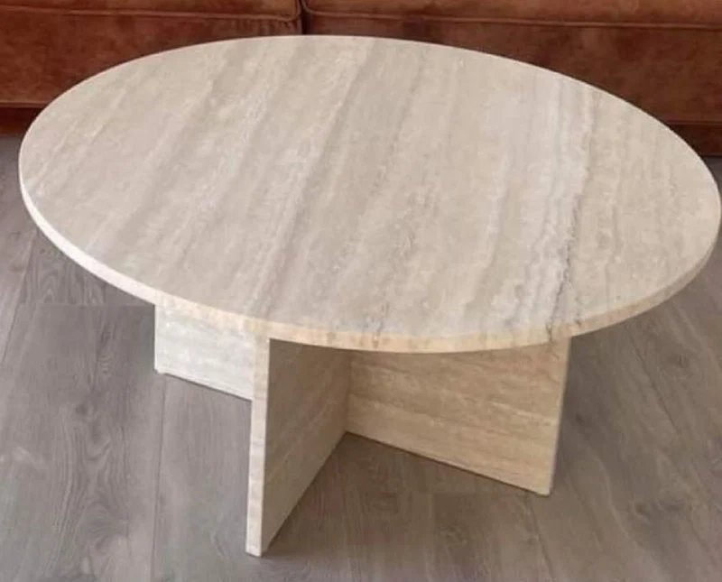 Casa Padrino Luxus Esstisch Beige Ø 150 x H. 72 cm - Runder Travertin Naturstein Esszimmertisch - Esszimmer Möbel - Travertin Möbel - Luxus Möbel - Luxus Einrichtung