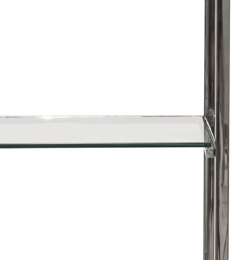 Casa Padrino Regalschrank mit Leiter Silber / Schwarz 220 x 45 x H. 240 cm - Bücherschrank - Wohnzimmer Schrank - Büro Schrank - Wohnzimmer Möbel - Büro Möbel - Luxus Möbel
