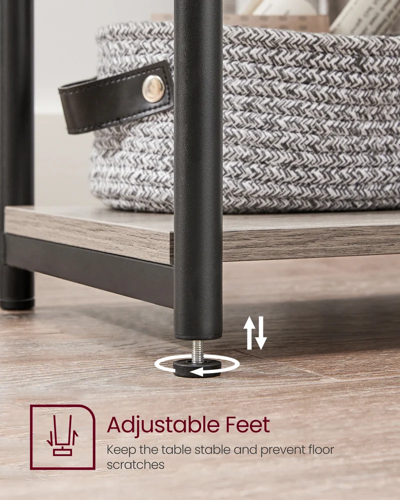 Side Table, Small End Table, Tall Nightstand for Living Room, Bedroom, Office, Bathroom, Greige and Classic Black