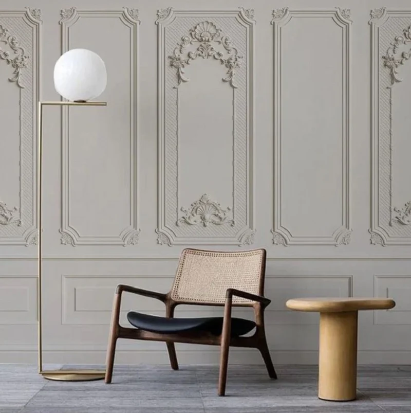 Casa Padrino Luxus Barock Vliestapete Grau - Barockstil Wohnzimmer Tapete mit elegantem Stuck Muster - Wanddeko im Barockstil - Barock Tapeten - Tapeten im Barockstil - Barock Wohnzimmer Deko