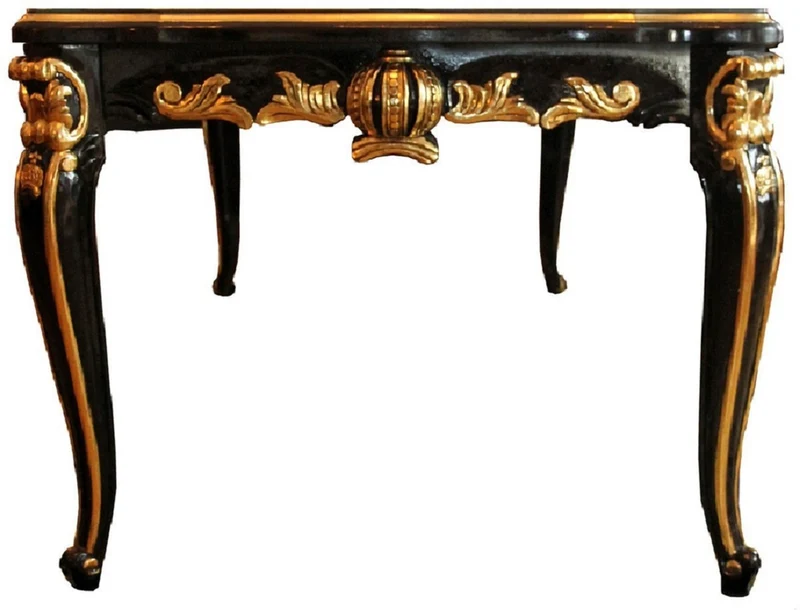 Pompöös by Casa Padrino Barock Luxus Esszimmer Set Grün / Schwarz / Gold - Pompööser Barock Esstisch mit Glasplatte und 6 Barock Esszimmerstühle designed by Harald Glööckler - Barock Möbel
