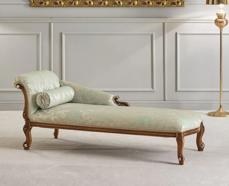 Casa Padrino Luxus Barock Chaiselongue Gold / Grün / Braun - Prunkvolle Massivholz Recamiere - Luxus Wohnzimmer Möbel im Barockstil - Luxus Qualität - Made in Italy