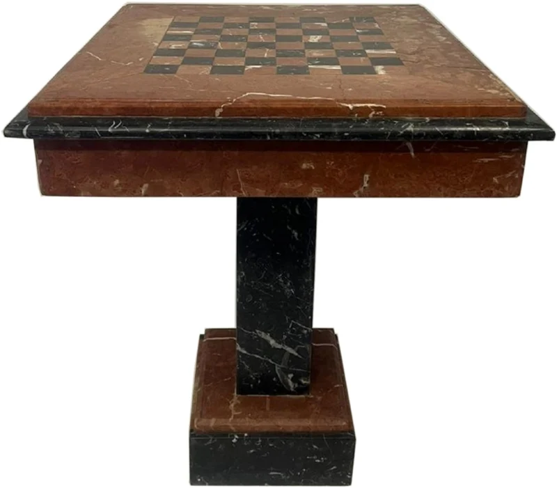 Casa Padrino Barock Schachtisch Braun / Schwarz - Quadratischer Marmor Tisch - Barockstil Beistelltich - Marmor Möbel im Barockstil - Barock Möbel