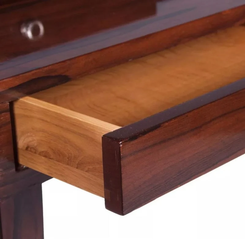 Casa Padrino Luxus Art Deco Schreibtisch mit 5 Schubladen Dunkelbraun 140 x 55 x H. 86 cm - Massivholz Bürotisch - Büro Möbel - Art Deco Möbel - Luxus Möbel