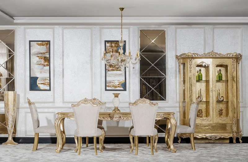 Casa Padrino Luxus Barock Esszimmer Stuhl Grau / Gold - Prunkvoller Barockstil Küchen Stuhl - Luxus Esszimmer Möbel im Barockstil - Barock Möbel - Edel & Prunkvoll