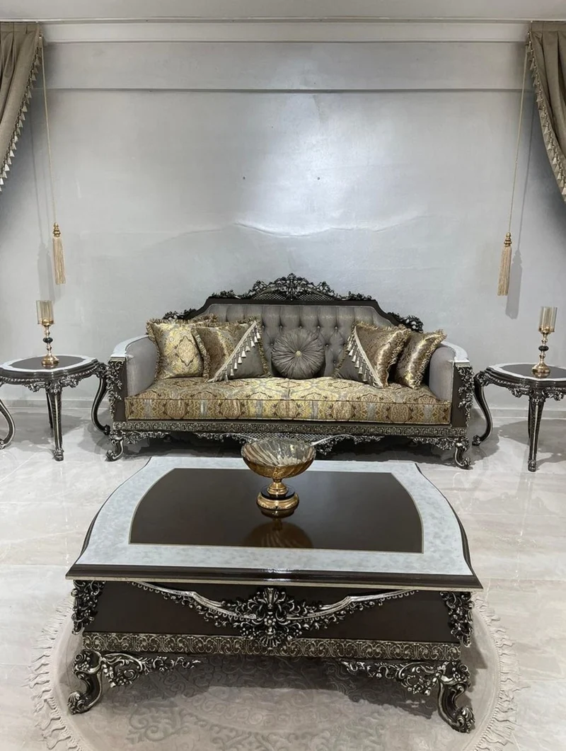 Casa Padrino Luxus Barock Beistelltisch Schwarz / Weiß / Silber - Handgefertigter Massivholz Tisch im Barockstil - Luxus Wohnzimmer Möbel im Barockstil - Barock Möbel - Edel & Prunkvoll
