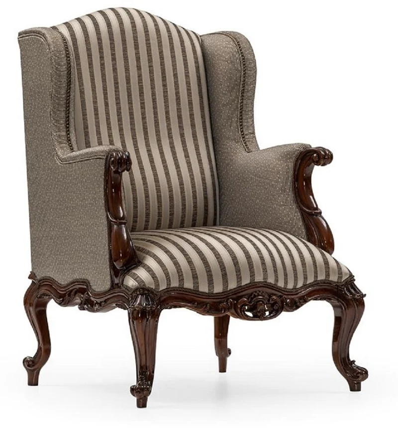 Casa Padrino Luxus Barock Wohnzimmer Set Silber / Braun - 2 Sofas & 2 Sessel & 1 Couchtisch & 2 Beistelltische - Handgefertigte Wohnzimmer Möbel im Barockstil - Edel & Prunkvoll