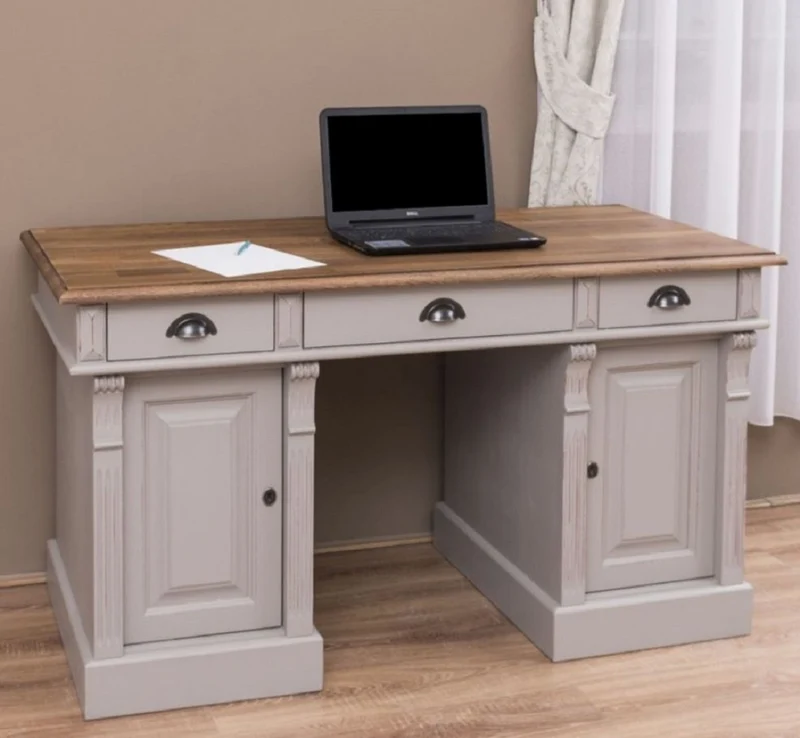 Casa Padrino Landhausstil Shabby Chic Schreibtisch Antik Grau / Braun 140 x 70 x H. 78 cm - Massivholz Bürotisch im Landhausstil - Büro Möbel - Landhausstil Möbel - Shabby Chic Möbel