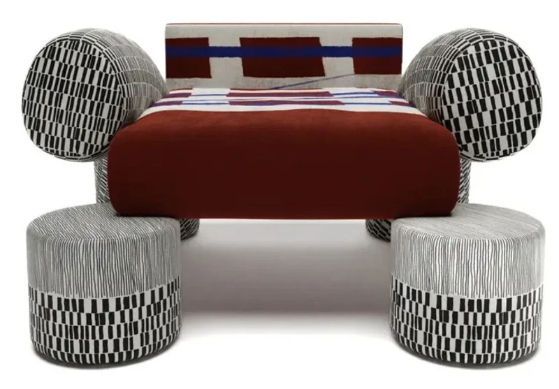 Casa Padrino Luxus Designer Samt Sessel Mehrfarbig / Schwarz / Weiß 86 x 89 x H. 61 cm - Wohnzimmer Sessel - Hotel Sessel - Wohnzimmer Möbel - Hotel Möbel - Luxus Möbel - Designer Möbel