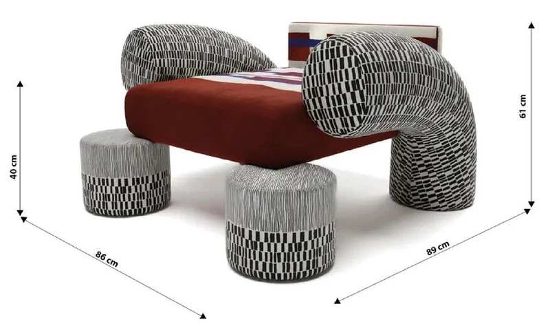 Casa Padrino Luxus Designer Samt Sessel Mehrfarbig / Schwarz / Weiß 86 x 89 x H. 61 cm - Wohnzimmer Sessel - Hotel Sessel - Wohnzimmer Möbel - Hotel Möbel - Luxus Möbel - Designer Möbel