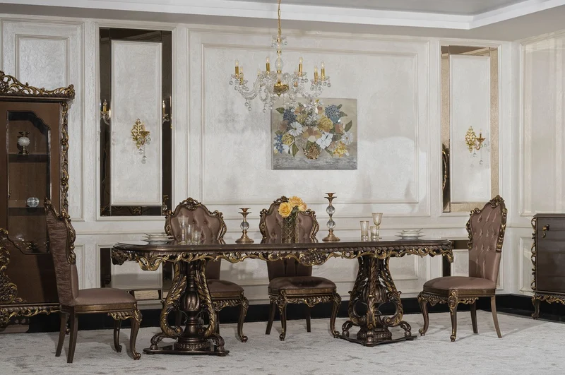 Casa Padrino Luxus Barock Esszimmer Stuhl Grau / Braun / Gold - Prunkvoller Barockstil Küchen Stuhl - Luxus Esszimmer Möbel im Barockstil - Barock Möbel - Edel & Prunkvoll