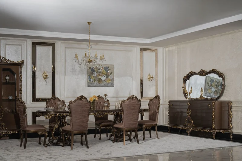 Casa Padrino Luxus Barock Esszimmer Stuhl Grau / Braun / Gold - Prunkvoller Barockstil Küchen Stuhl - Luxus Esszimmer Möbel im Barockstil - Barock Möbel - Edel & Prunkvoll
