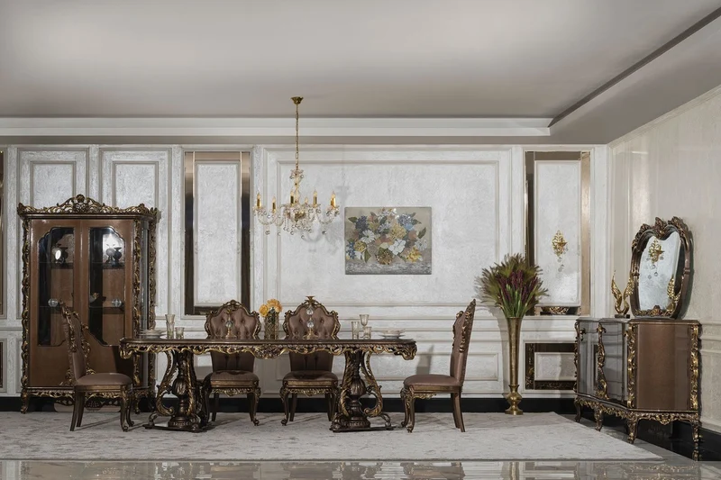 Casa Padrino Luxus Barock Esszimmer Stuhl Grau / Braun / Gold - Prunkvoller Barockstil Küchen Stuhl - Luxus Esszimmer Möbel im Barockstil - Barock Möbel - Edel & Prunkvoll