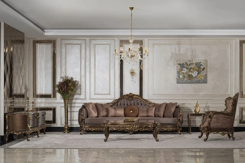 Casa Padrino Luxus Barock Wohnzimmer Sessel Grau / Braun / Gold - Handgefertigter Barockstil Sessel mit dekorativem Kissen - Luxus Wohnzimmer Möbel im Barockstil - Barock Möbel - Edel & Prunkvoll