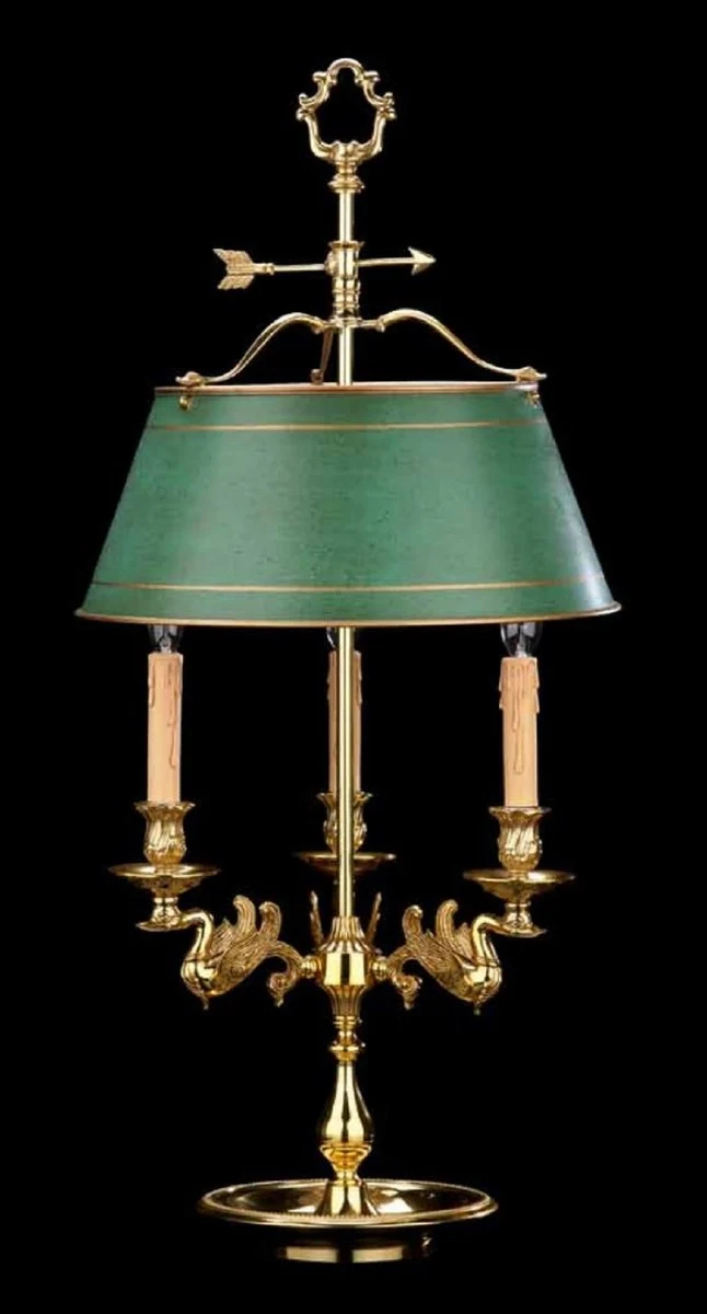 Casa Padrino Luxus Barock Tischleuchte Französisches Gold / Antik Grün Ø 38 x H. 83 cm - Prunkvolle Barockstil Schreibtischleuchte - Edel & Prunkvoll - Luxus Qualität - Made in Italy