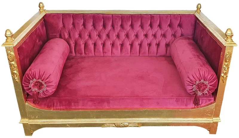 Casa Padrino Barock Hundebett Bordeauxrot / Gold - Prunkvolles Antik Stil Hundebett - Handgefertigte Hunde Möbel im Barockstil - Barock Tiermöbel - Antik Stil Tiermöbel