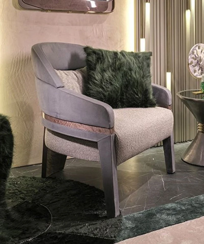 Casa Padrino Luxus Sessel Grau / Blau 74 x 73 x H. 83,5 cm - Wohnzimmer Sessel - Hotel Sessel - Wohnzimmer Möbel - Hotel Möbel - Luxus Möbel - Luxus Einrichtung