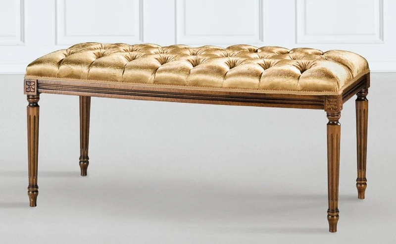 Casa Padrino Luxus Barock Sitzbank Gold / Braun - Handgefertigte Bank im Barockstil - Italienische Barock Möbel - Luxus Möbel im Barockstil - Luxus Qualität - Made in Italy