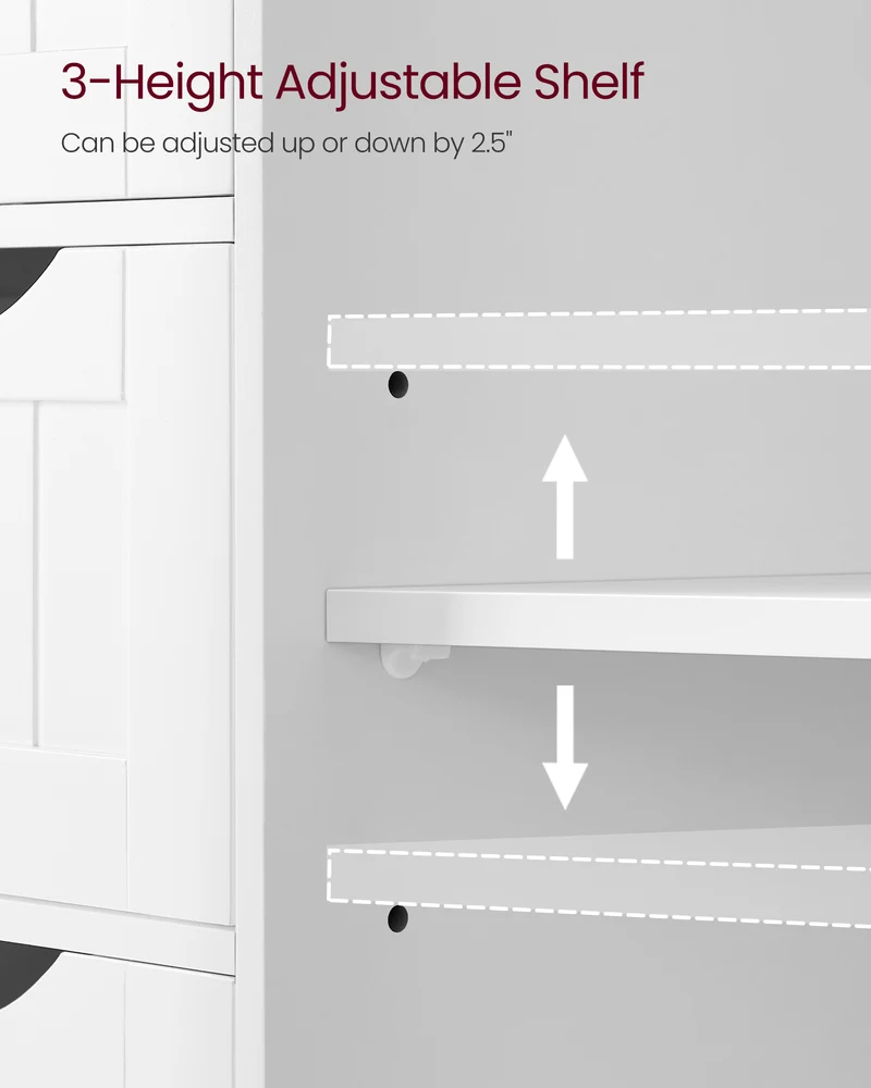 Bathroom Storage Cabinet, Bathroom Storage Unit with 3 Drawers, Bathroom Floor Cabinet Freestanding, Adjustable Shelf, 30 x 60 x 80 cm, Cloud White