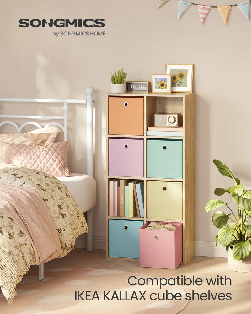 Storage Cubes, Set of 6 Foldable Storage Boxes, 10.2 x 10.2 x 11 Inches, Closet Organizers for Shelf, Rainbow Storage Bins, Colorful Fabric Bins for Bedroom, Living Room