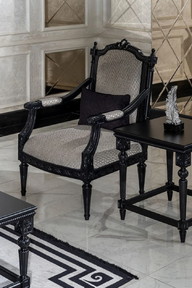 Casa Padrino Luxus Barock Beistelltisch Schwarz - Quadratischer Massivholz Tisch im Barockstil - Luxus Wohnzimmer Möbel im Barockstil - Barock Möbel - Edel & Prunkvoll