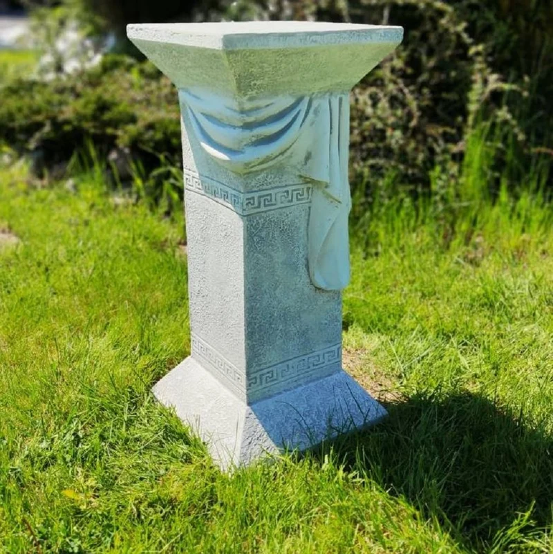 Casa Padrino Barock Säule Grau 30 x 30 x H. 66 cm - Prunkvolle Gartensäule im Barockstil - Quadratische Gartendeko Stein Säule - Barock Garten & Terrassen Deko Accessoires