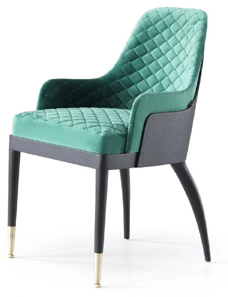 Casa Padrino Luxus Esszimmer Set Grün / Schwarz / Messing - 1 Luxus Esstisch & 8 Luxus Esszimmerstühle - Esszimmer Möbel - Luxus Möbel - Luxus Kollektion