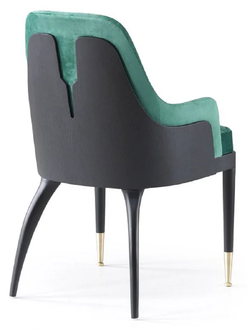 Casa Padrino Luxus Esszimmer Set Grün / Schwarz / Messing - 1 Luxus Esstisch & 8 Luxus Esszimmerstühle - Esszimmer Möbel - Luxus Möbel - Luxus Kollektion