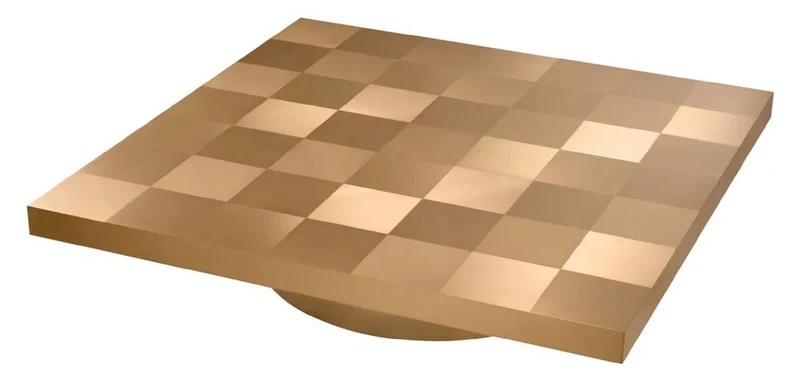 Casa Padrino Luxus Couchtisch Messing 134 x 134 x H. 30 cm - Quadratischer Edelstahl Wohnzimmertisch - Wohnzimmer Möbel - Edelstahl Möbel - Luxus Möbel - Luxus Einrichtung