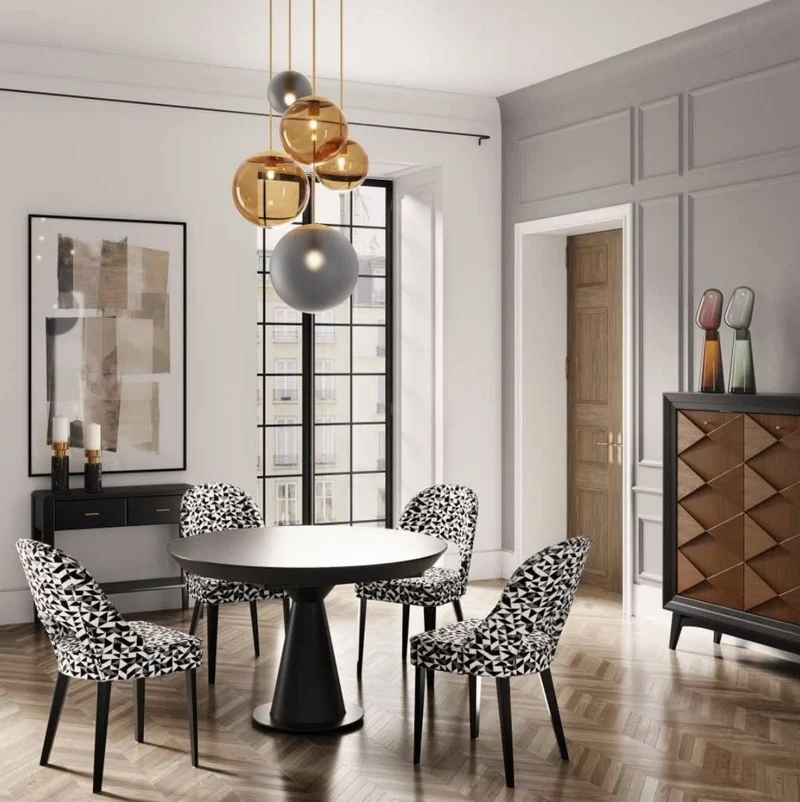 Casa Padrino Luxus Art Deco Esstisch Matt Schwarz 125-175 x 125 x H. 78 cm - Ausziehbarer Massivholz Küchentisch mit runder Tischplatte - Esszimmer Möbel - Art Deco Möbel - Luxus Möbel