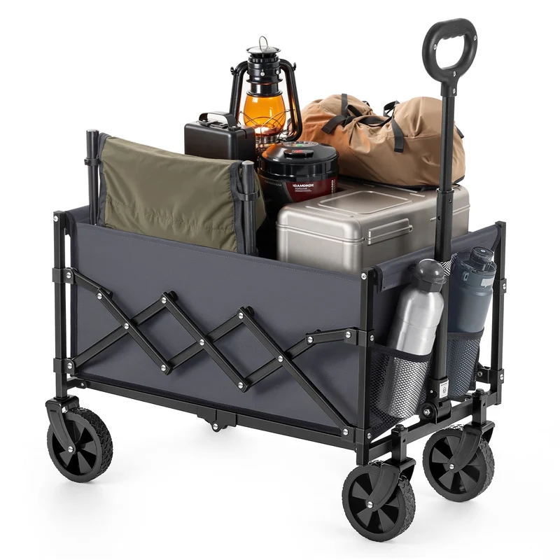 SONGMICS Folding Wagon, Portable Wagon Collapsible with Wheels, Utility Pull Wagon